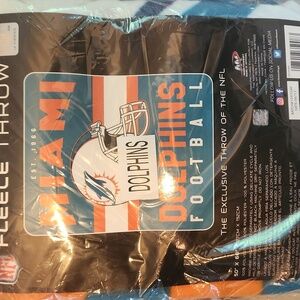 Miami Dolphins fleece blanket NWT 50x60